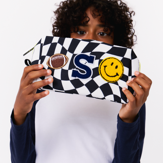 Customizable Pencil Pouch - Black & White Checker