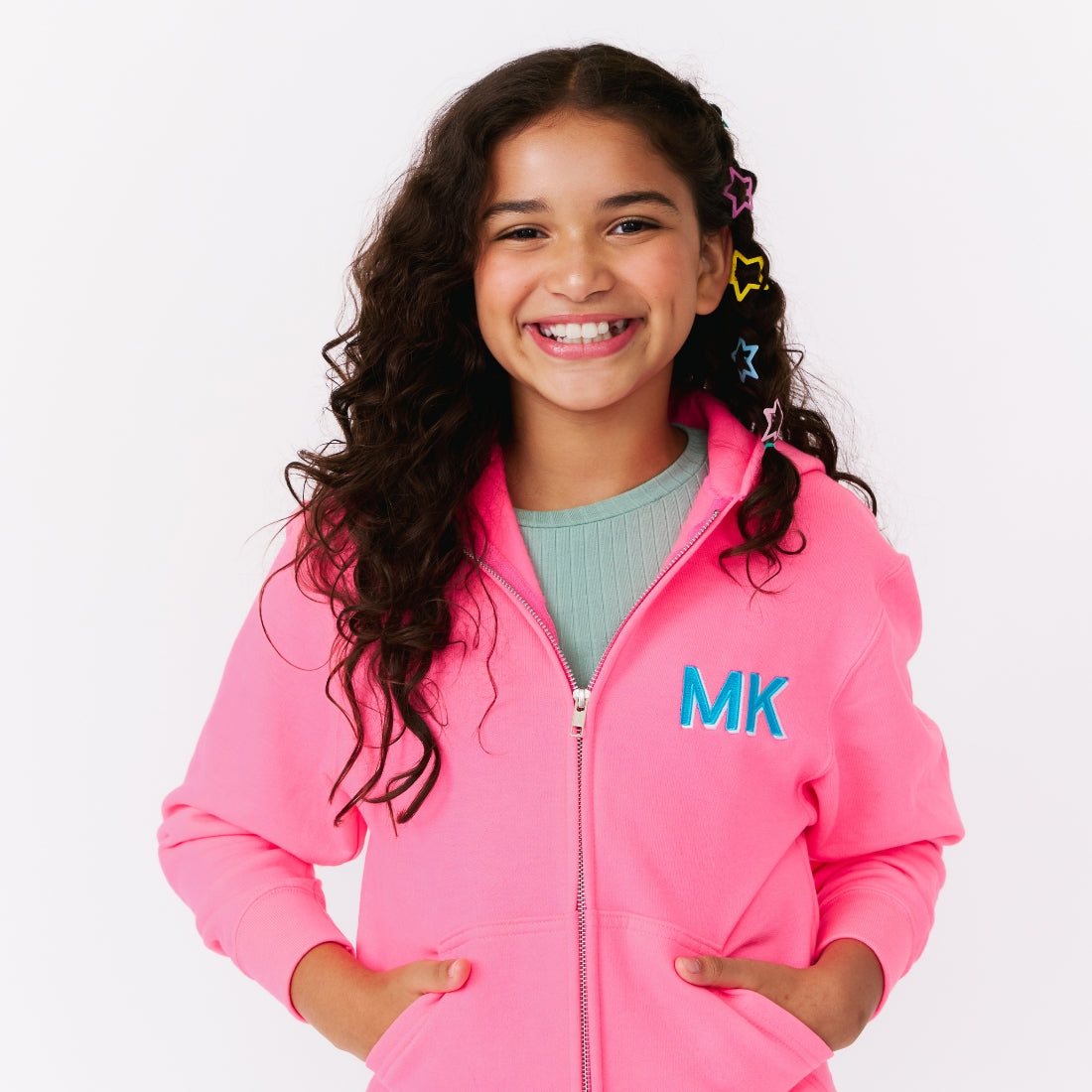 ZIP-UP CUSTOMIZABLE HOODIE SWEATSHIRT, Bright Pink