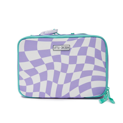 Customizable Lunch Box -  Purple & White Checkered