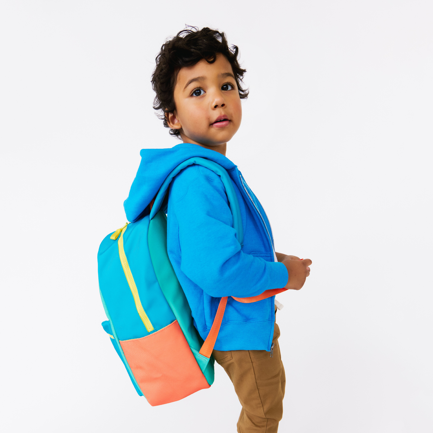 Customized Backpack - Blue Multi Colorblock With Patches