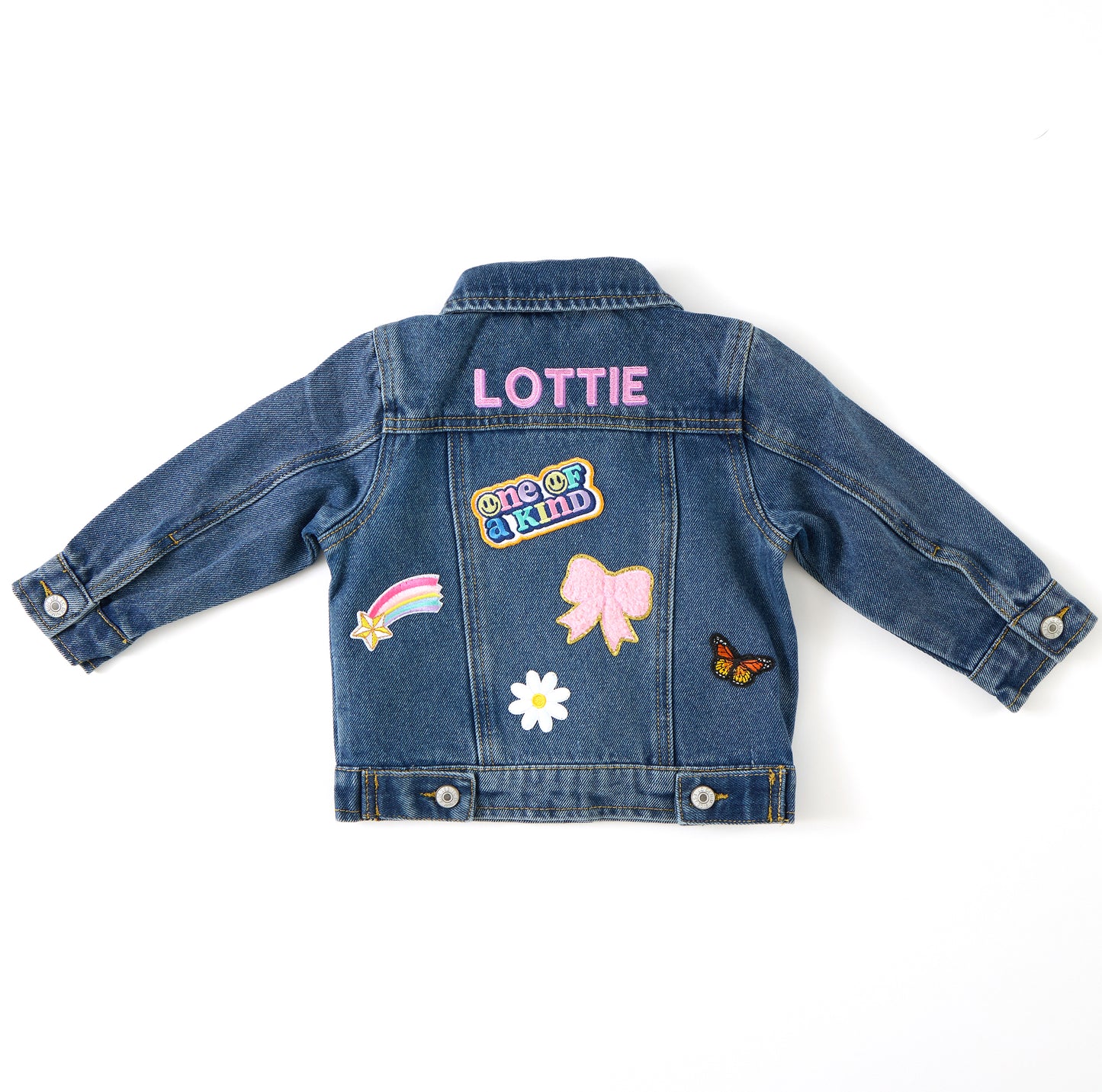 Personalized Baby Denim Jacket – Embroidered Name, Dark Wash