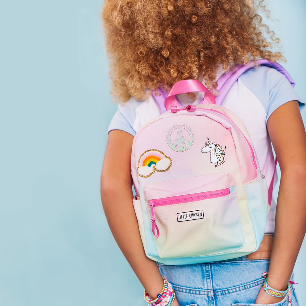 Vibrant Rainbow Custom Mini Backpack: Little Chicken!