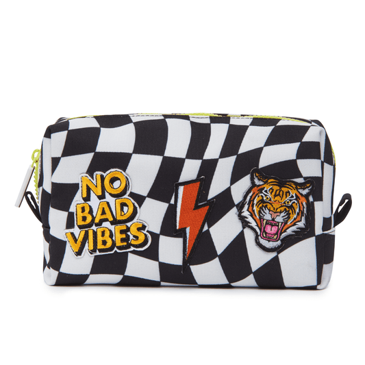 Black Checker Pre-Patched Pencil Pouch- Ships The NEXT DAY!