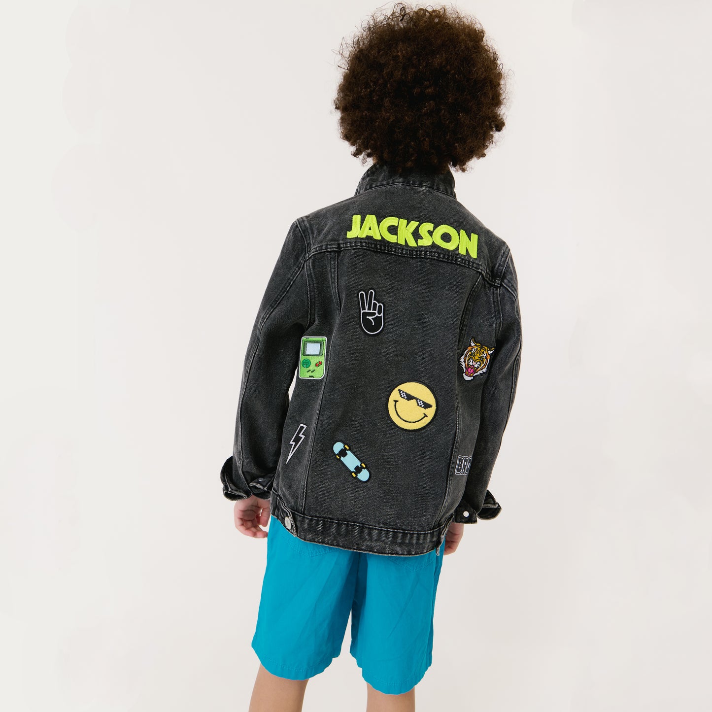 Personalized Kids Denim Jacket – Embroidered Name, Black Wash