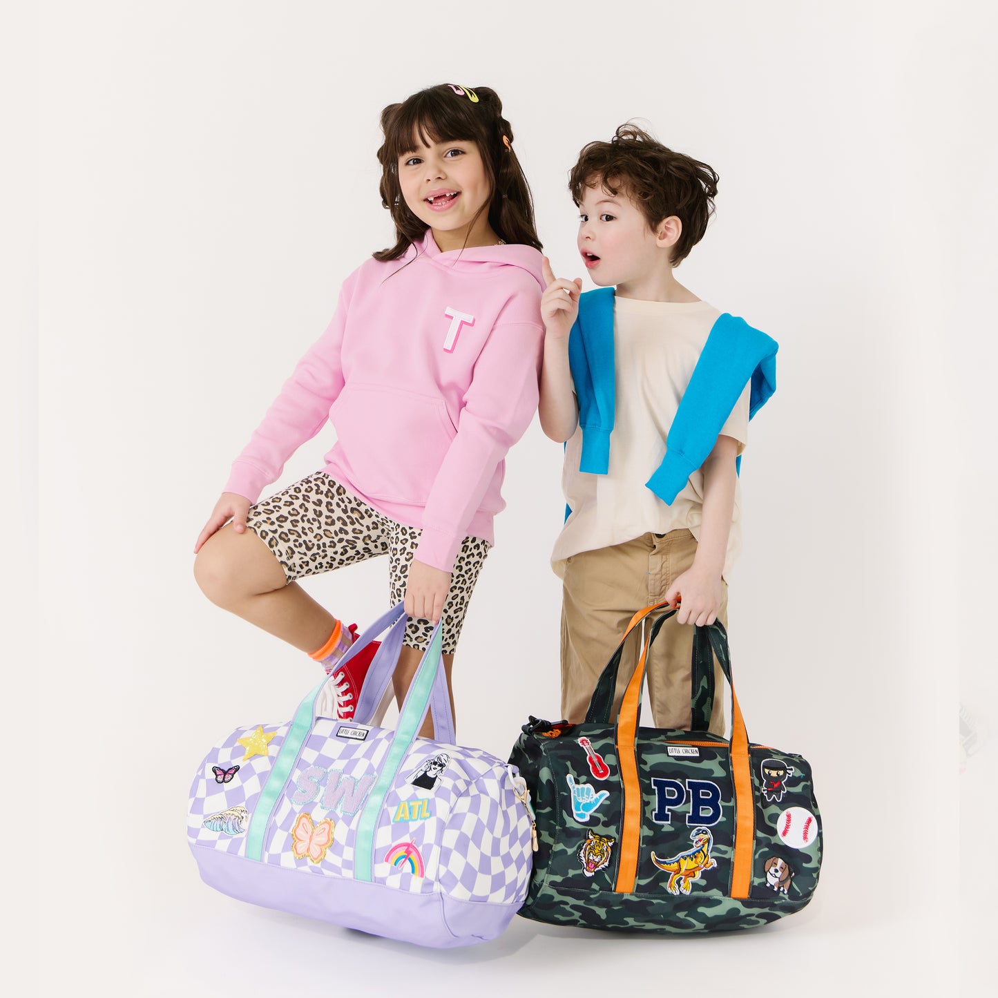 Customizable Purple Checker Kids Duffle Bag – Personalized Travel & Sleepover Bag