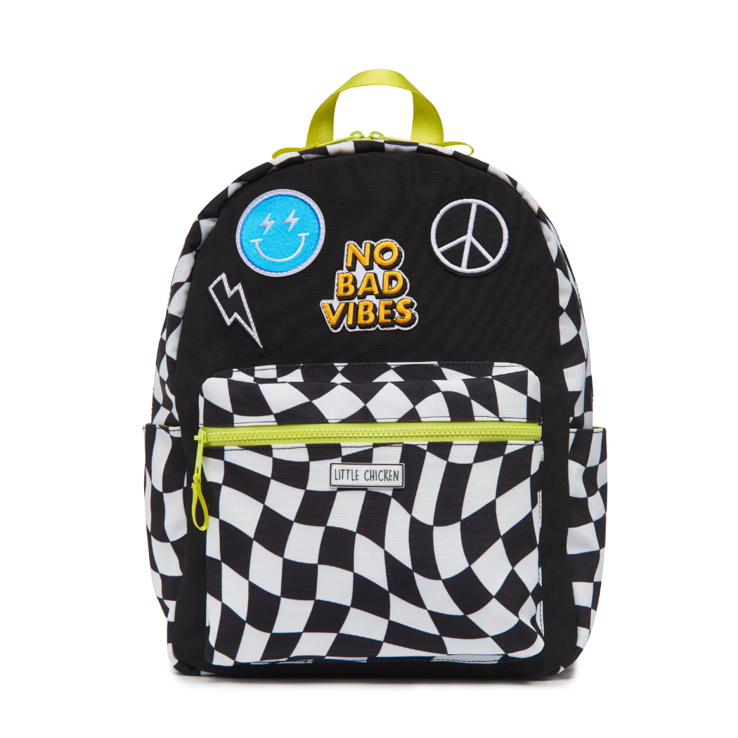 Patched Customizable Backpack  - Black & White Checkered