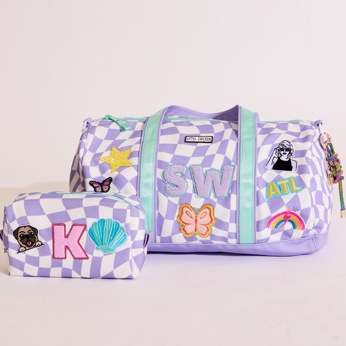 Customizable Duffle Bag - Purple Checker