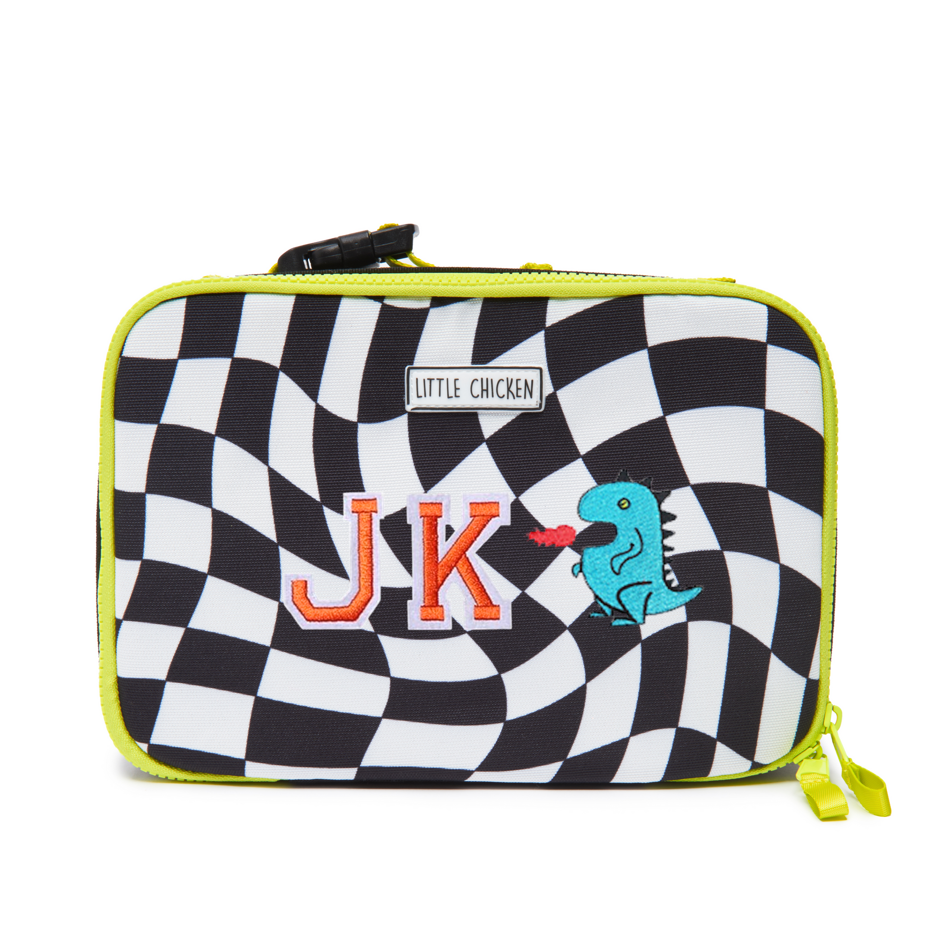 Customizable Lunch Box Black White Checkered Little Chicken