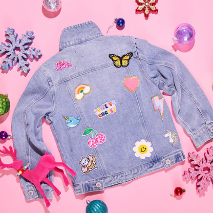 Crystal Patched Denim Jacket - SHIPS THE NEXT DAY!