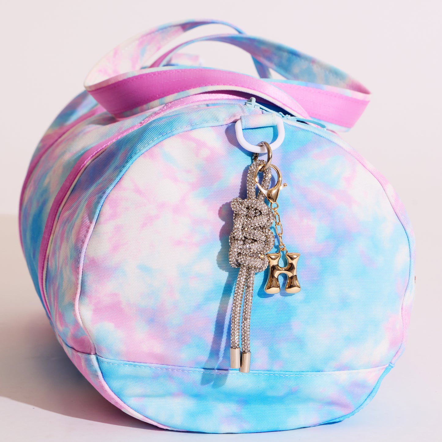 Gold Initial Letter Bag Charm Keychain