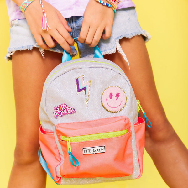girls' mini glitter backpack Little Chicken Girls' Mini Glitter Backpack With Patches - Baby, Little Kid, Big Kid