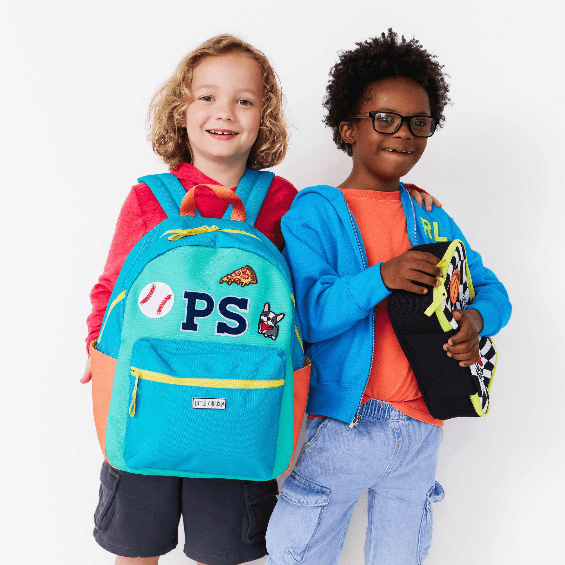 Little Chicken Kids Backpack - Colorblock in Blue, Teal & Orange Little Chicken Kids Backpack - Colorblock in Blue, Teal & Orange