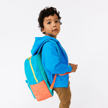 Customizable Backpack - Blue Multi Colorblock With Patches