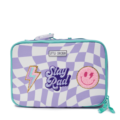 Customizable Lunch Box -  Purple & White Checkered
