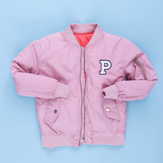 Customizable Nylon Bomber Jacket - BLACK