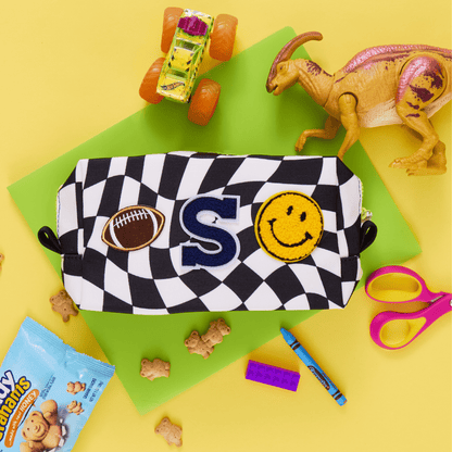Customizable Pencil Pouch - Black & White Checker