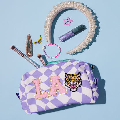 Customizable Pencil Pouch - Lilac Checker