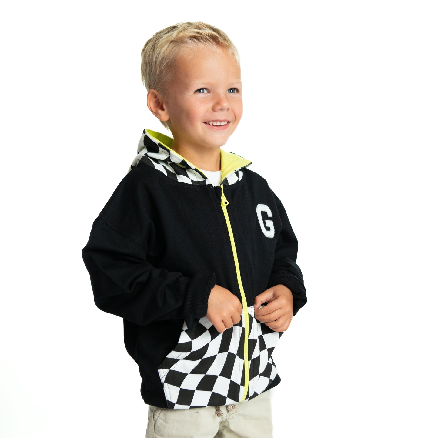 Customizable  Zip Hoodie - Black Checker