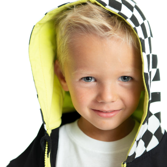 Customizable  Zip Hoodie - Black Checker