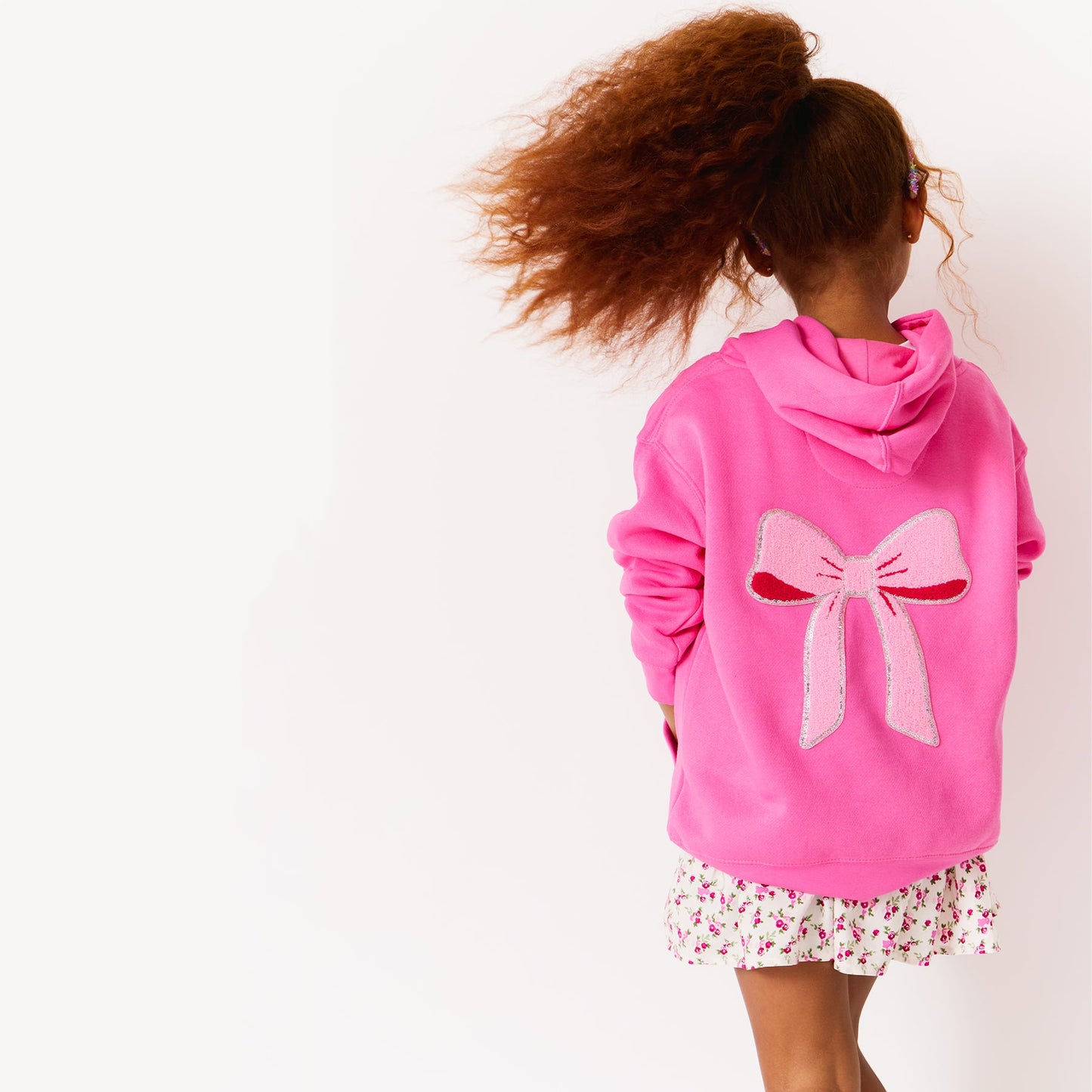 EMBROIDERED INITIAL HOODIE SWEATSHIRT -Pink