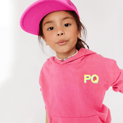 EMBROIDERED INITIAL HOODIE SWEATSHIRT -Pink