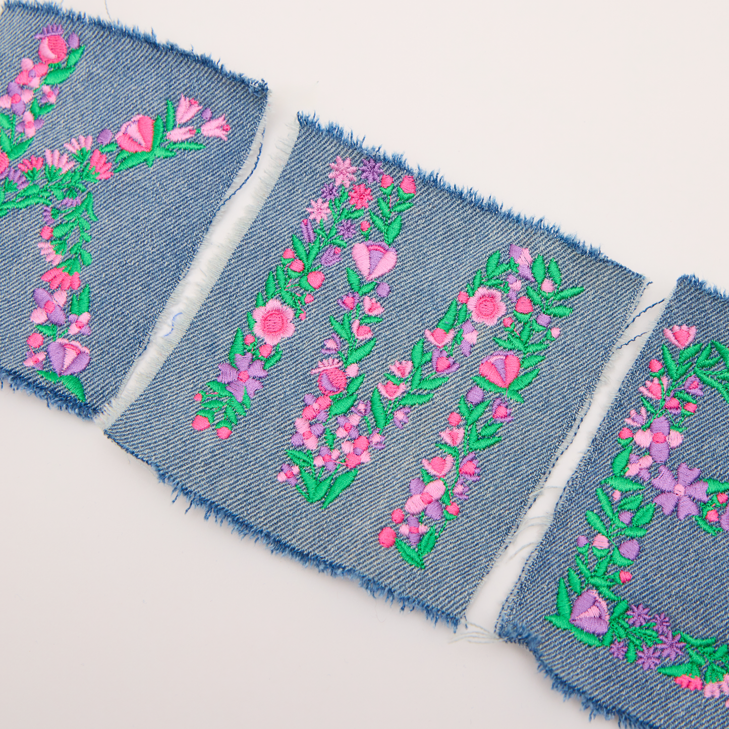 Girls Denim Monogram Floral Hat