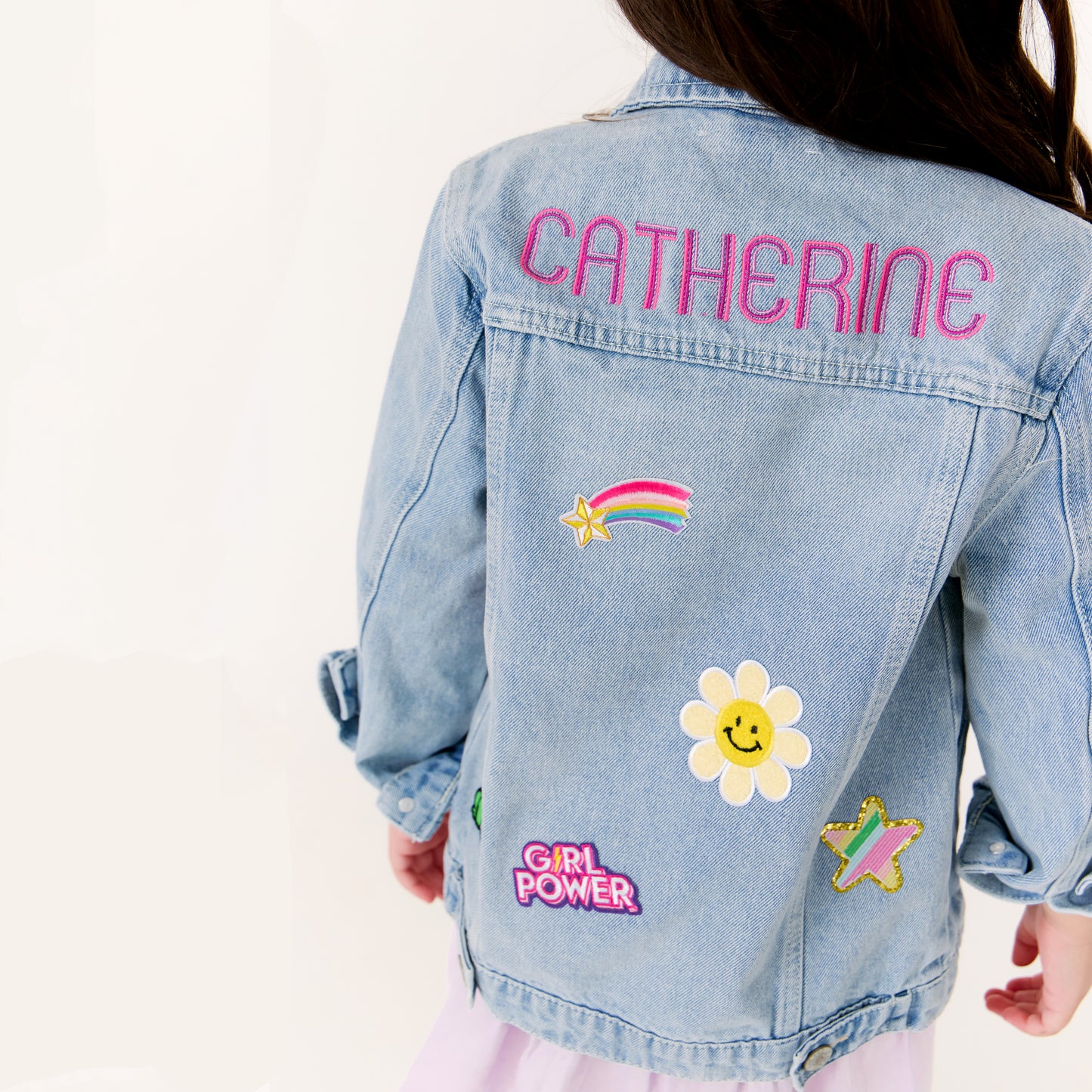 Personalized Kids Denim Jacket – Embroidered Name, Light Wash