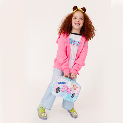 girl with personalized lunchbox