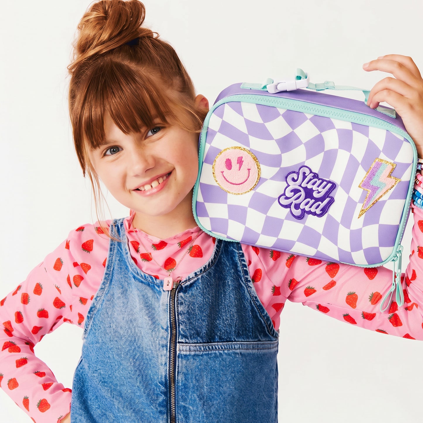 Purple & White Checker Patched Kids Lunch Box | Ready to Ship