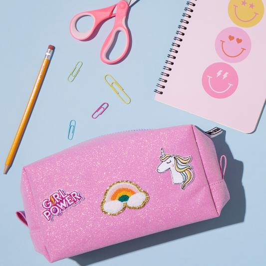Customizable Pencil Pouch - Pink Glitter