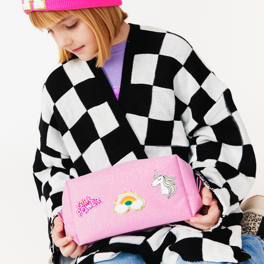 Customizable Pencil Pouch - Pink Glitter