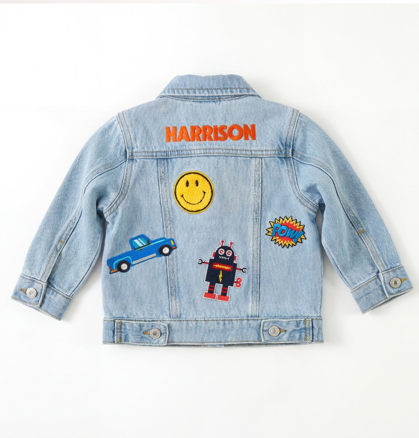 Personalized Baby Denim Jacket – Embroidered Name, Light Wash