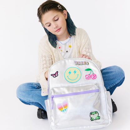 girls silver backpack