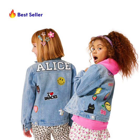 Personalized Patched Kids Denim Jacket – Light  Wash
