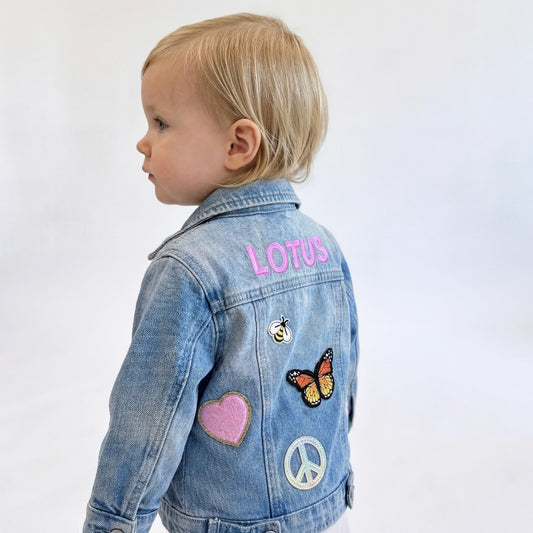 Embroidered Custom Infant Denim Jacket – Light Wash | Custom Baby Jean Jacket
