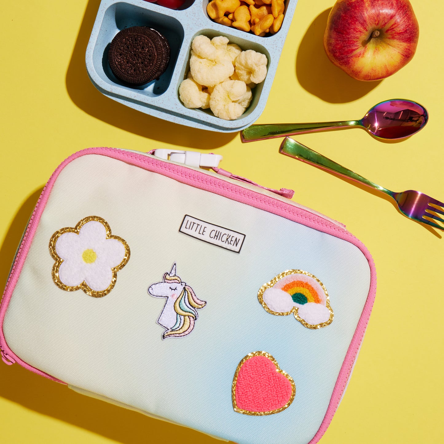 Patched Customizable Lunch Box -  Hazy Rainbow