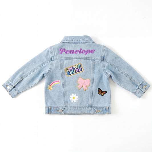 Personalized Baby Denim Jacket – Embroidered Name, Light Wash