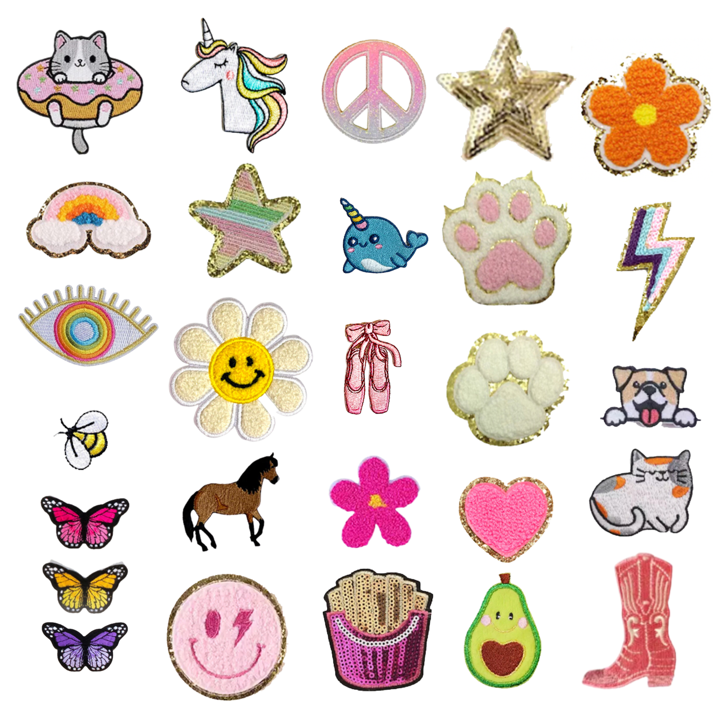 fun patches with flowers and animals