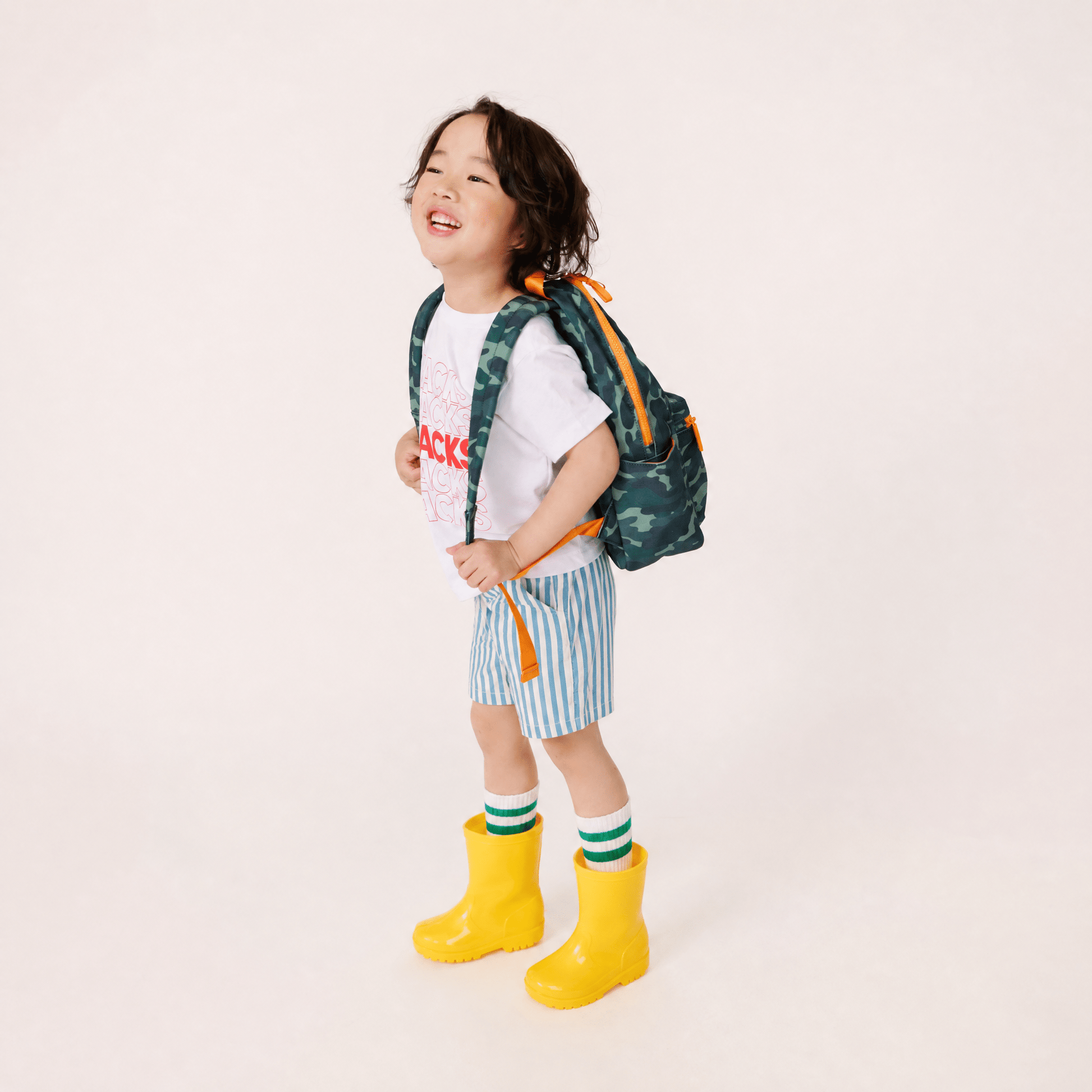 boy in preschool backpack