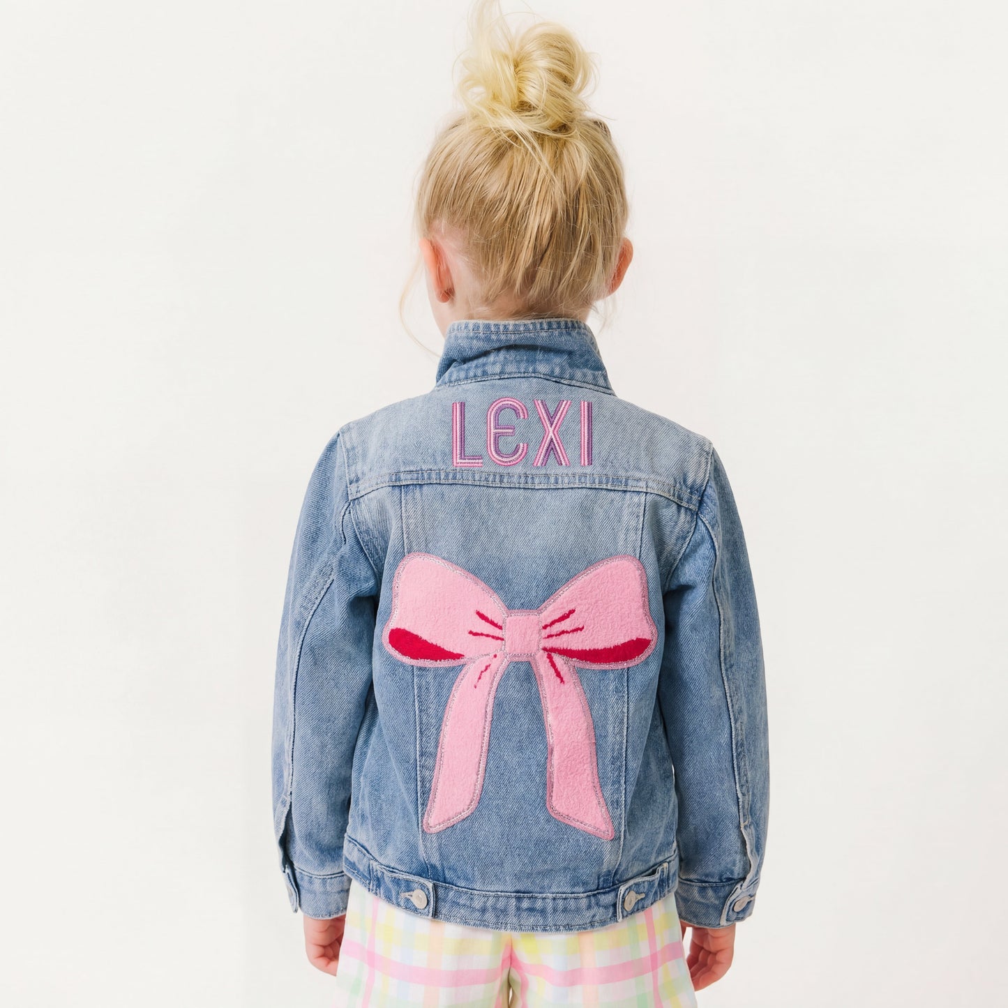 Personalized Kids Denim Jacket – Embroidered Name, Light Wash