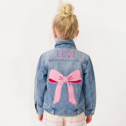 Personalized Kids Denim Jacket – Embroidered Name, Light Wash