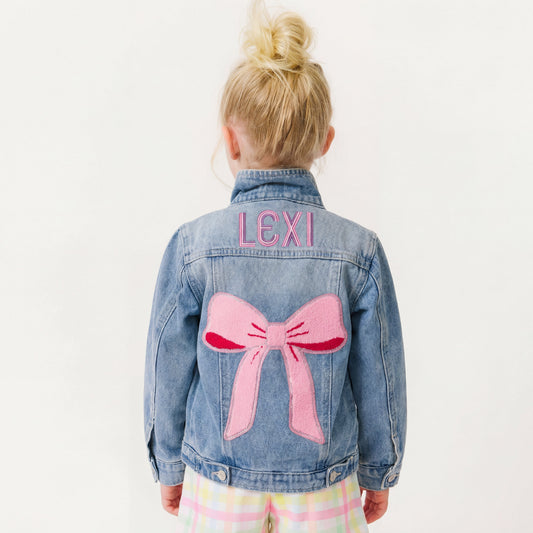 Personalized Kids Denim Jacket – Embroidered Name, Light Wash
