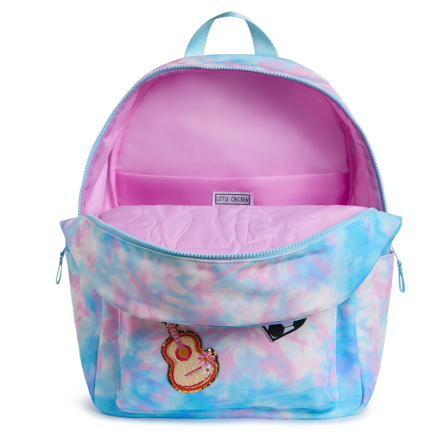 Pink & Blue Tie Dye Personalized Patched Kids Backpack - Large