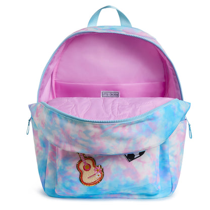 Pink & Blue Tie Dye Personalized Patched Kids Backpack - Large
