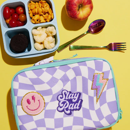 Personalized Purple Checker Lunch Box | Custom Patched Kids Lunch Box