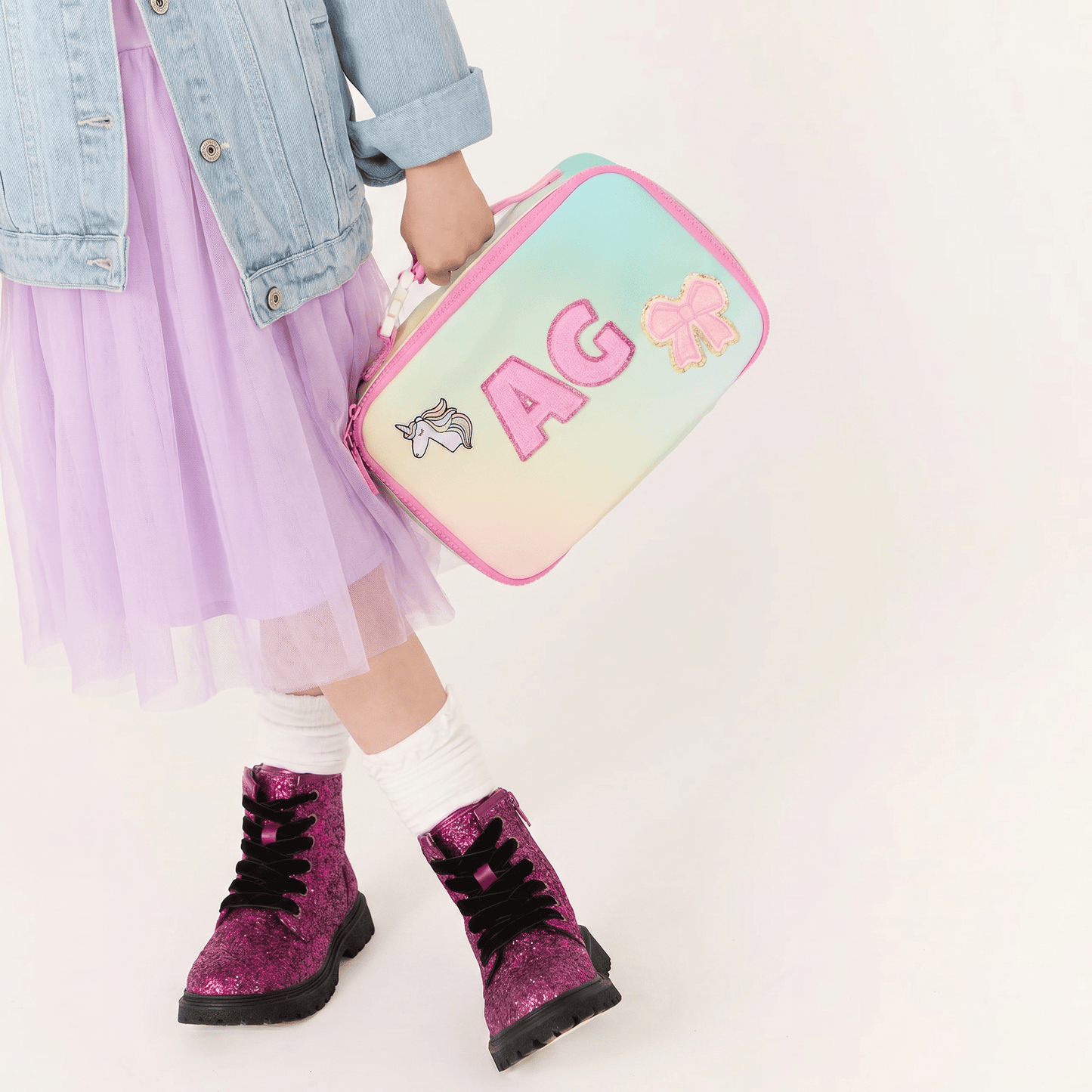 Personalized Rainbow Lunch Box | Custom Patched Kids Lunch Box