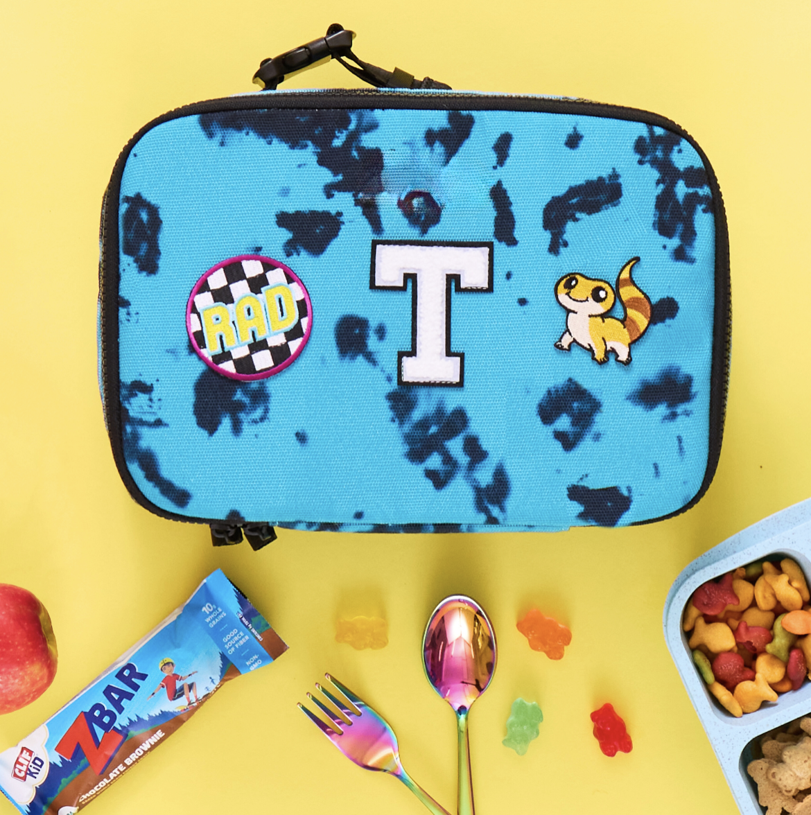 Personalized Blue Tie-Dye Lunch Box | Custom Patched Kids Lunch Box