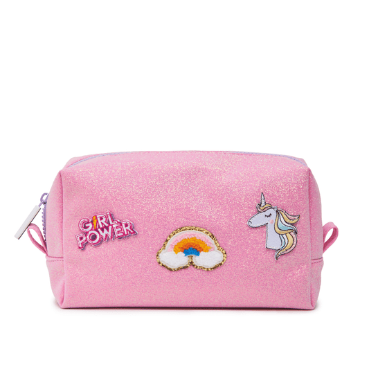 Pink Glitter Pre-Patched Pencil Pouch- Ships The NEXT DAY!