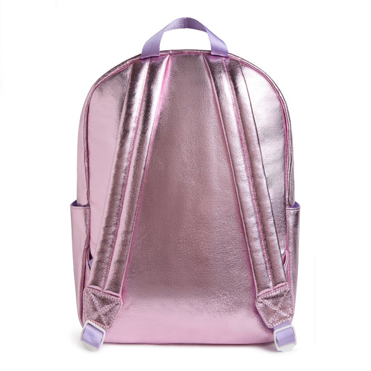 Pink Metallic Personalized Patched Kids Backpack - Medium