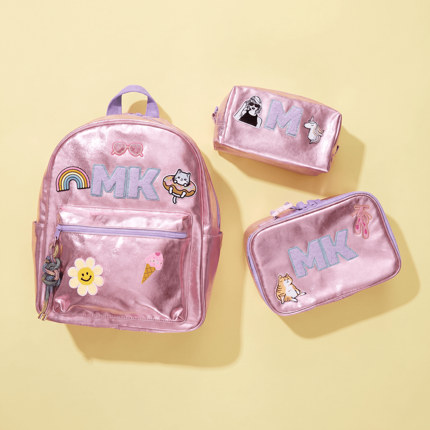 girls pink backpack lunch box pencil pouch